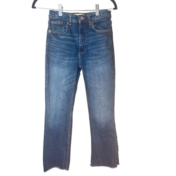 2/$30 ZARA Womens Size 2 Distressed Hem Straight Leg Jeans - Picture 1 of 12